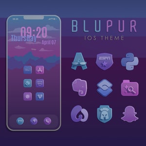 Blue Purple App Icon Set, iOS 16 Icons, Aesthetic Icons, Transparent Icons, iPhone Icons, iOS 17 Icons, Android Icon Pack, Home Screen