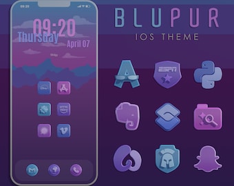 Blue Purple App Icon Set – 2000+ iOS & Android Icons, Wallpapers