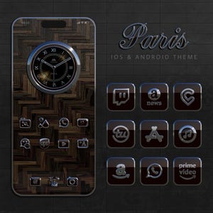 Dark Burgundy Silver App Icons, IOS Android Theme, Home Screen Widgets (Digital Download)