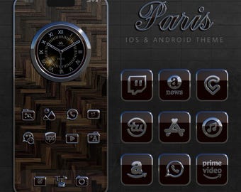 Dark Burgundy Silver App Icons, IOS Android Theme, Home Screen Widgets (Digital Download)