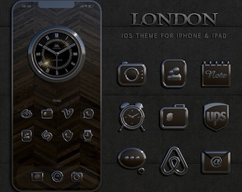 Dark 3D Icon Pack, iPhone App Icons, iOS Theme for iPhone & Android, Silver and Dark Brown Icons, Wallpapers, Widgy Widgets, Custom Icons