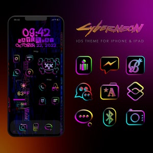 Cyberpunk iOS Theme, iOS Icons, Android Icon Pack, Neon App Icon Set iOS Theme Transparent Icons, iOS 17 Icons 3D Icons, iPhone Icons