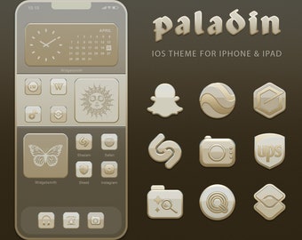 Paladin iOS Theme: Beige & Gold App Icons, Widgets, Wallpaper