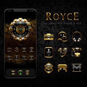 Goud, zilver en zwart thema app icon set, luxe iconen, app iconen iPhone iconen, iOS iconen, transparante iconen Esthetische gouden iconen, wallpapers
