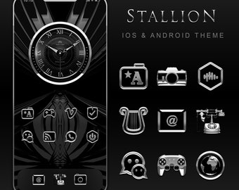 Black & Silver iOS/Android App Icon Set: Stallion Theme