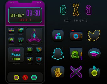 Neon App Icons Set: EXA Theme for iOS & Android