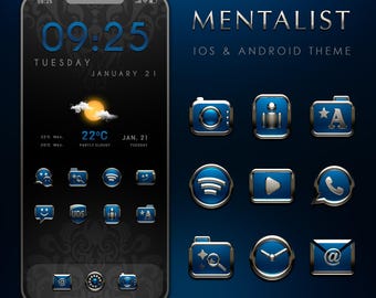 Mentalist iOS/Android Theme: Blue App Icons, Wallpaper & Widgets