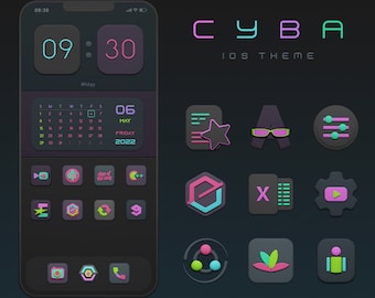 CYBA Neon App Icon Set: iOS & Android Theme