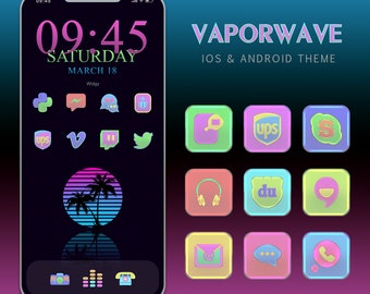 Vaporwave App Icon Set: Pastel Retro Theme for iOS & Android