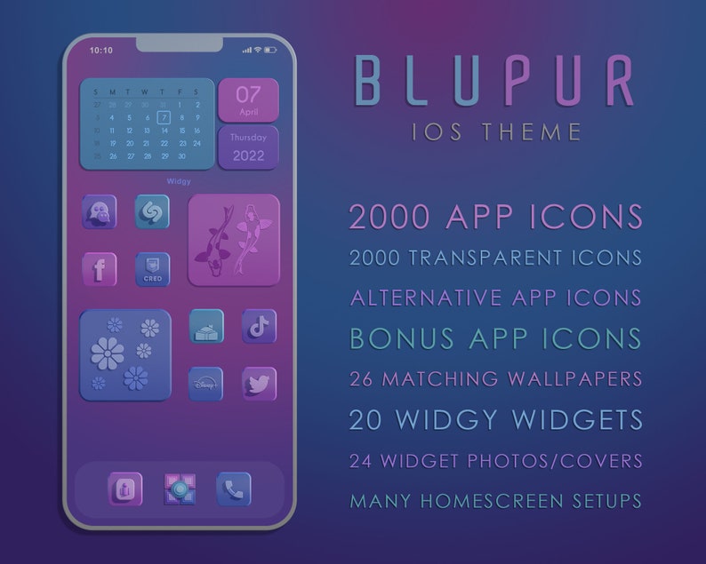 BLUPUR Ios Theme App Icons Ios 16 Icons Aesthetic Icons Etsy