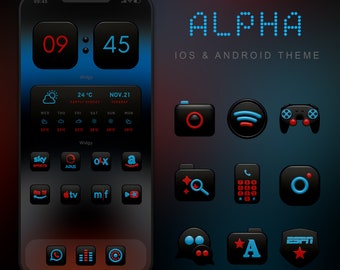 ALPHA Theme: Black Red Blue App Icon Set, Wallpapers & Widgets