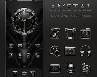 AMETAL Silver Metallic App Icon Set: iOS & Android Theme