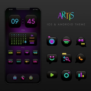 ARTIS Black App Icon Set: iOS & Android Theme, Widgets, Wallpaper