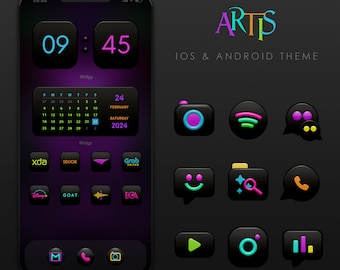 ARTIS Black App Icon Set: iOS & Android Theme, Widgets, Wallpaper