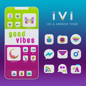 IVI Theme Aesthetic Icons, App Icon Set, Phone Wallpapers Widgets Custom Icons for iPhone and Android Home Screen Layout, iOS 17 Icons