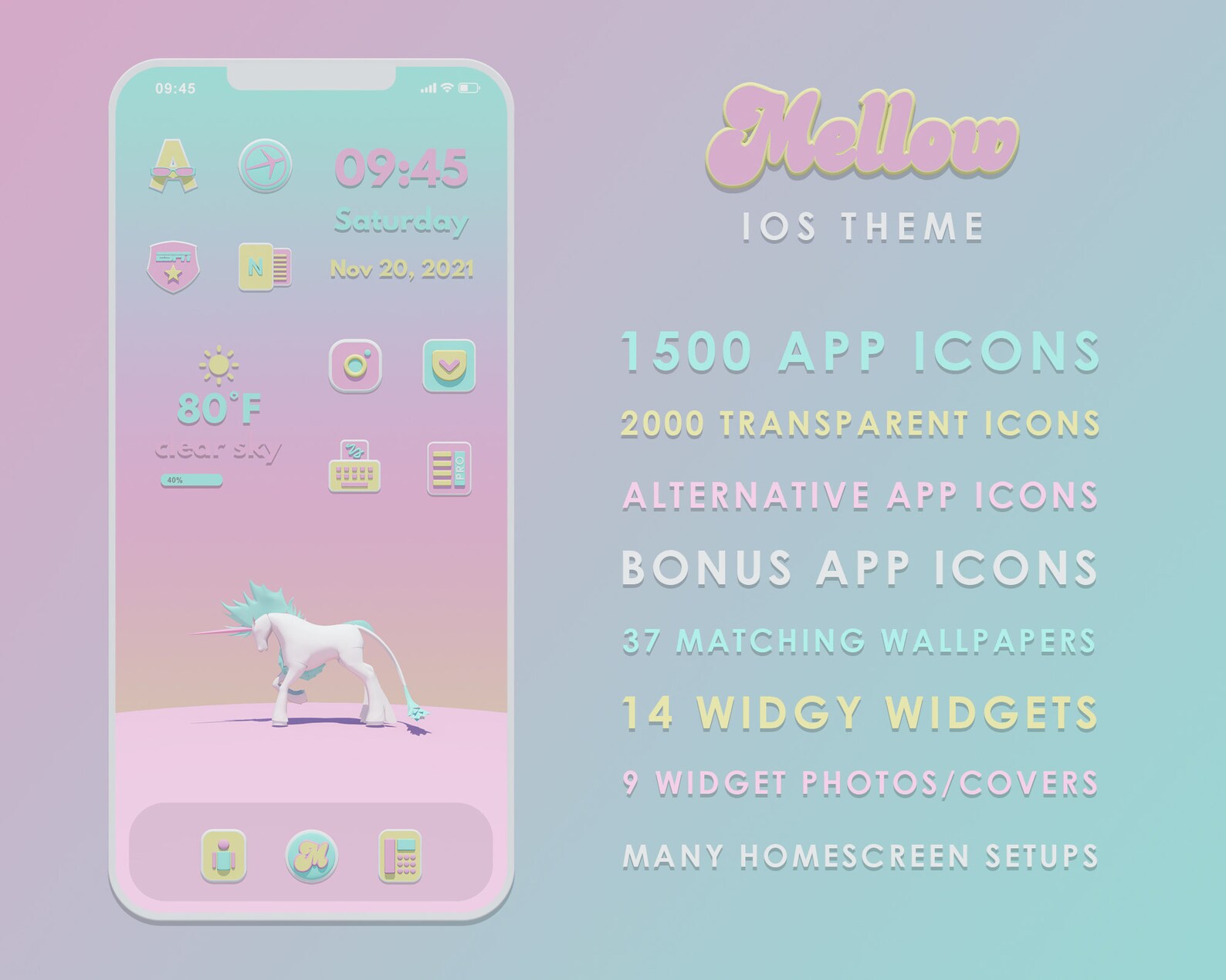 MELLOW Ios 15 Theme Ios 15 Aesthetic App Icons Ios 14 Icons Etsy