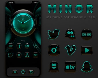 Neon App Icon Pack: MINOR Theme, iOS & Android (Digital Download)