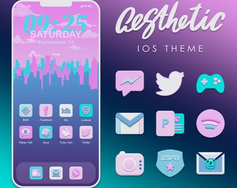 AESTHETIC iOS Theme, App Icons, App Icon Pack, Icon Pack Set, iOS 14 Icons, iPhone icons, Pastel icons, Cute, Kawaii, Android Icon Pack