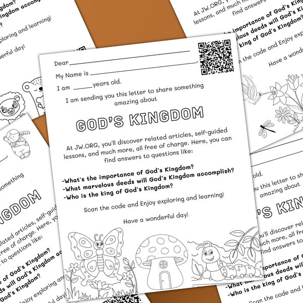 JW God's Kingdom Letter Writing Paper for Kids With QR Code, JW Pioneers, jw gift, What is god's kingdom 2023 September Campaign