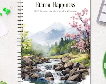 Eternal Happiness JW 2026 Convention Notebook, Watercolor Landscape (Digital Download)