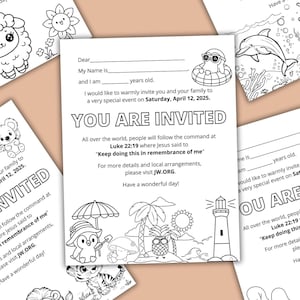 Papel para escribir cartas para niños en memoria de JW 2025, invitación en memoria de JW, pioneros de JW, regalo de JW, descarga digital de JW Actividad para niños