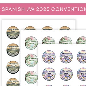Spanish JW 2025 Convention Adoración Pura Envelope Sticker Labels Sheets INSTANT DOWNLOAD