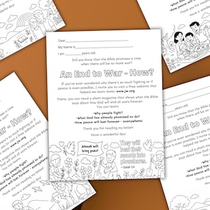 An End to War—How? JW Kids Letter Writing Activity Printable for September 2025 Campaign, A4 & US Letter PDF, Digital Download