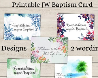 Cartes de félicitations de baptême JW, téléchargement immédiat, cadeau de baptême JW, cartes de voeux imprimables, carte numérique