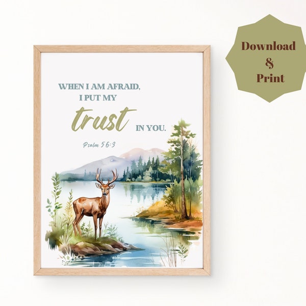 2024 JW Year Text Bible Verse Wall Art, Psalm 56:3, JW Baptism Gift,  When I am afraid I put my trust in you Print