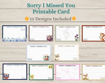 JW Sorry I Missed You Card Not at Home Door to Door Letter Writing Campaign Pioneer Ministry Printable Cards