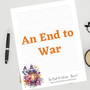 JW Letter Writing Stationery – “An End to War—How?”  September 2025 Campaign With Envelop | Lined + Blank | A4 & US Letter