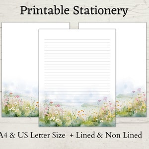 JW Floral Letter Writing Stationery Paper, carta a righe e bianca, download digitale istantaneo, formato A4 e 8,5 x 11