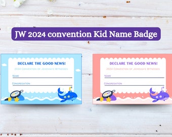 JW Kid 2024 Convention Declare The Good News Badges, JW Convention Name Card, JW Printable Regional Convention Badges, jw name badge gifts