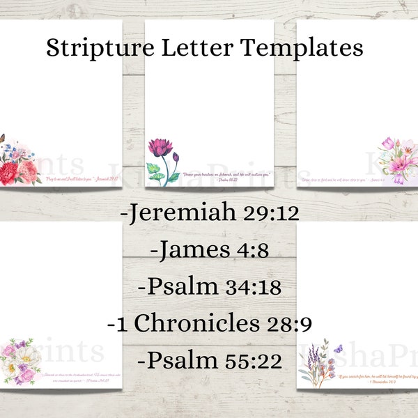 JW Letter Writing Sheets - Instant Download - Printable Stationery paper - Floral - Water Color Flowers Paper Set - Scripture Template