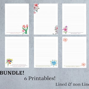 JW Letter Writing Sheets - Instant Download - Printable Stationery paper - Floral - Water Color Flowers Paper Set - US Letter Size 8.5 x 11