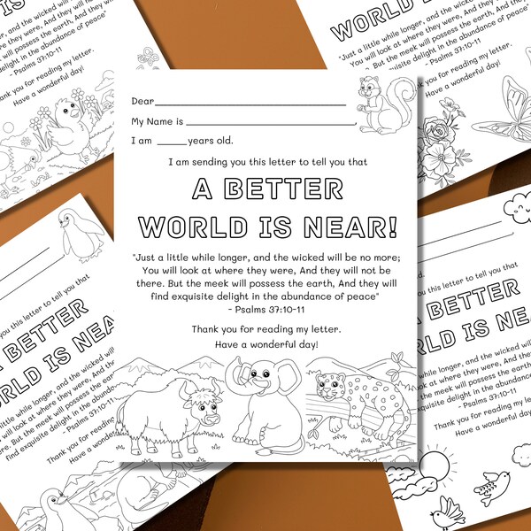 JW A Better World is Near, JW Kid Letter Writing Bundle, Kids Paper, jw Kid Gifts , A4 , US Letter , Digital Download