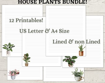 JW Letter Writing Bundle | Printable Writing Paper | House Plants | Writing Sheets | Green Leaves | Digital Download | Botanical