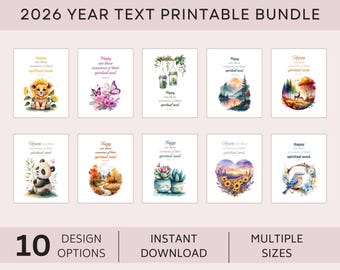 JW Year Text 2026 Printable Cards – Matthew 5:3, Tropical Bird Designs ...