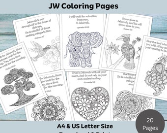 JW Adults and Teens Coloring Pages, 20 Printable Coloring Pages for Jehovah's Witness Adults, Jw Meeting Activity book, Instant Download