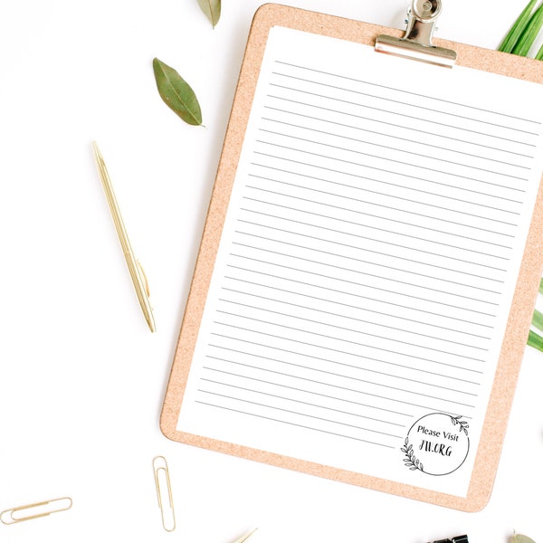 JW Letter Writing Stationery, Minimalist Printable Writing Paper, Lined and Blank Paper, Instant Download, A4 & Letter Leaf Print JW.ORG