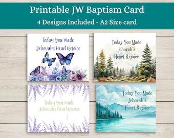 Watercolor JW Baptism Card, 4 Unique Designs (Digital Card)