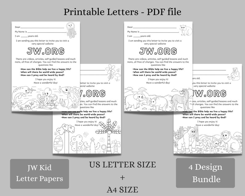 JW Kid Letter Writing Paper, Coloring Activity (digital Download) - Etsy