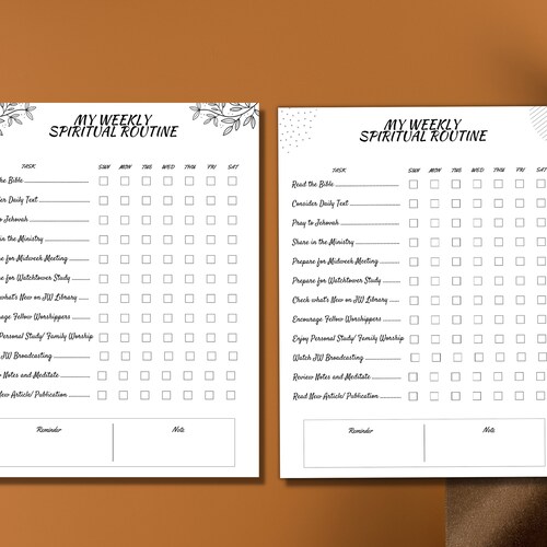 JW Weekly Spiritual Routine Checklist JW Spiritual Goal - Etsy
