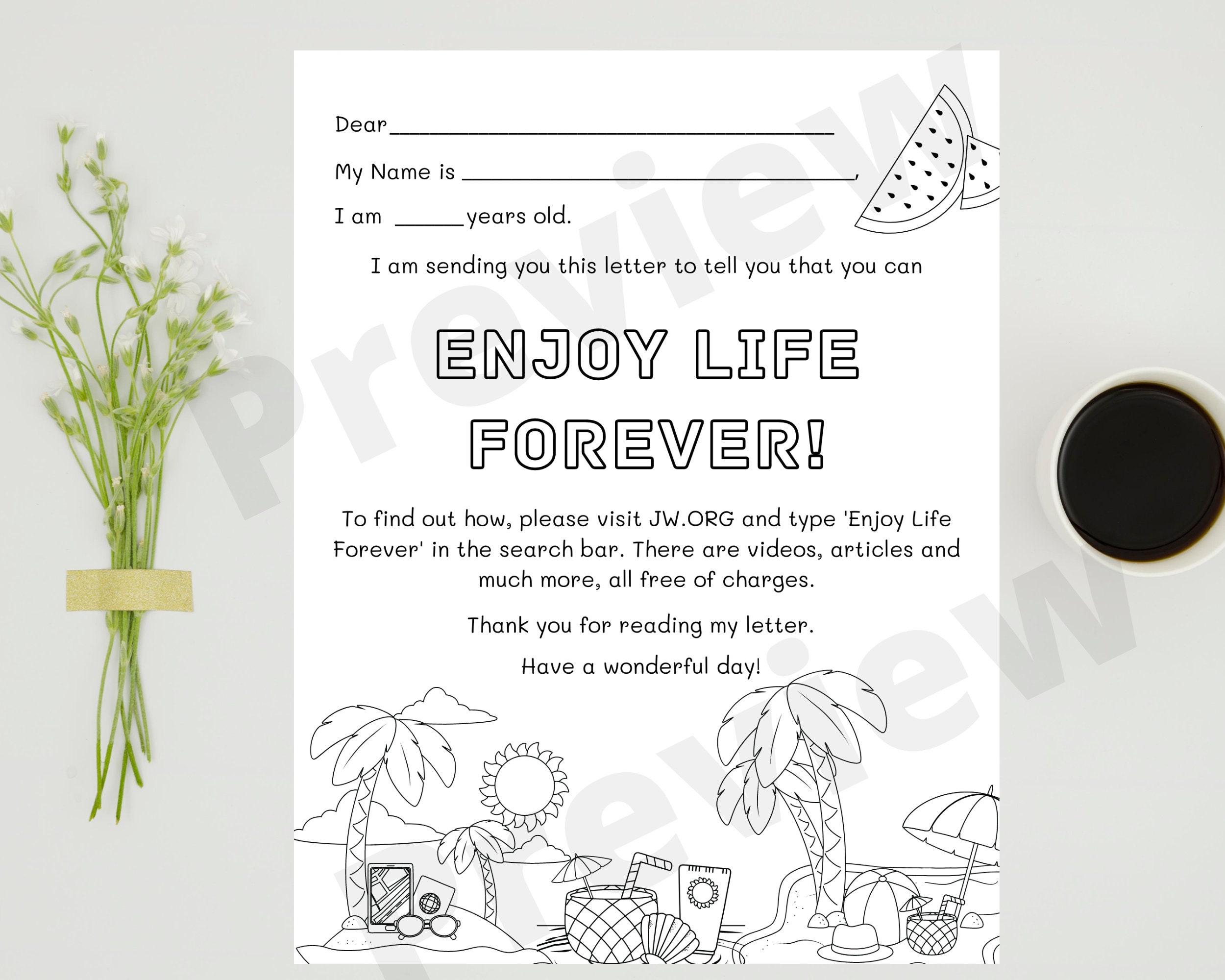 Jw enjoy life forever jw kid letter writing bundle kids etsy