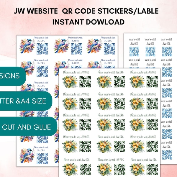 Autocollant de code QR de site Web de JW, étiquette de découpe de site Web de visite, cadeau de JW, jw org, téléchargement numérique, ministère de jw Sticker