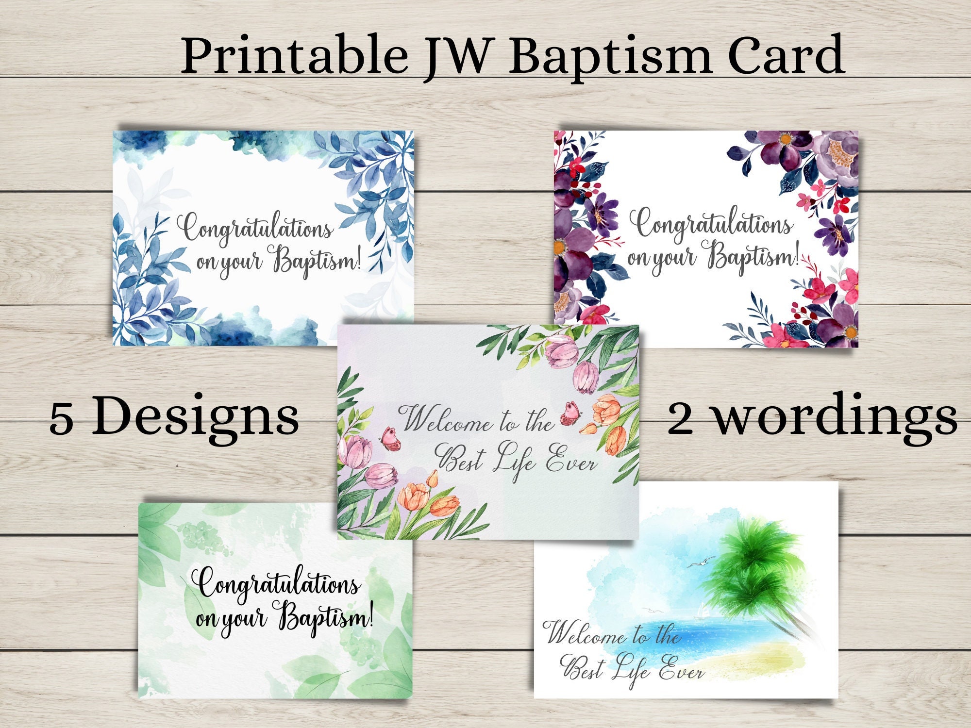 JW Baptism Congratulations Cards Instant Download JW Baptism Etsy