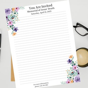 Carta de invitación conmemorativa JW 2025, papel para escribir, regalo de pioneros JW, descarga digital