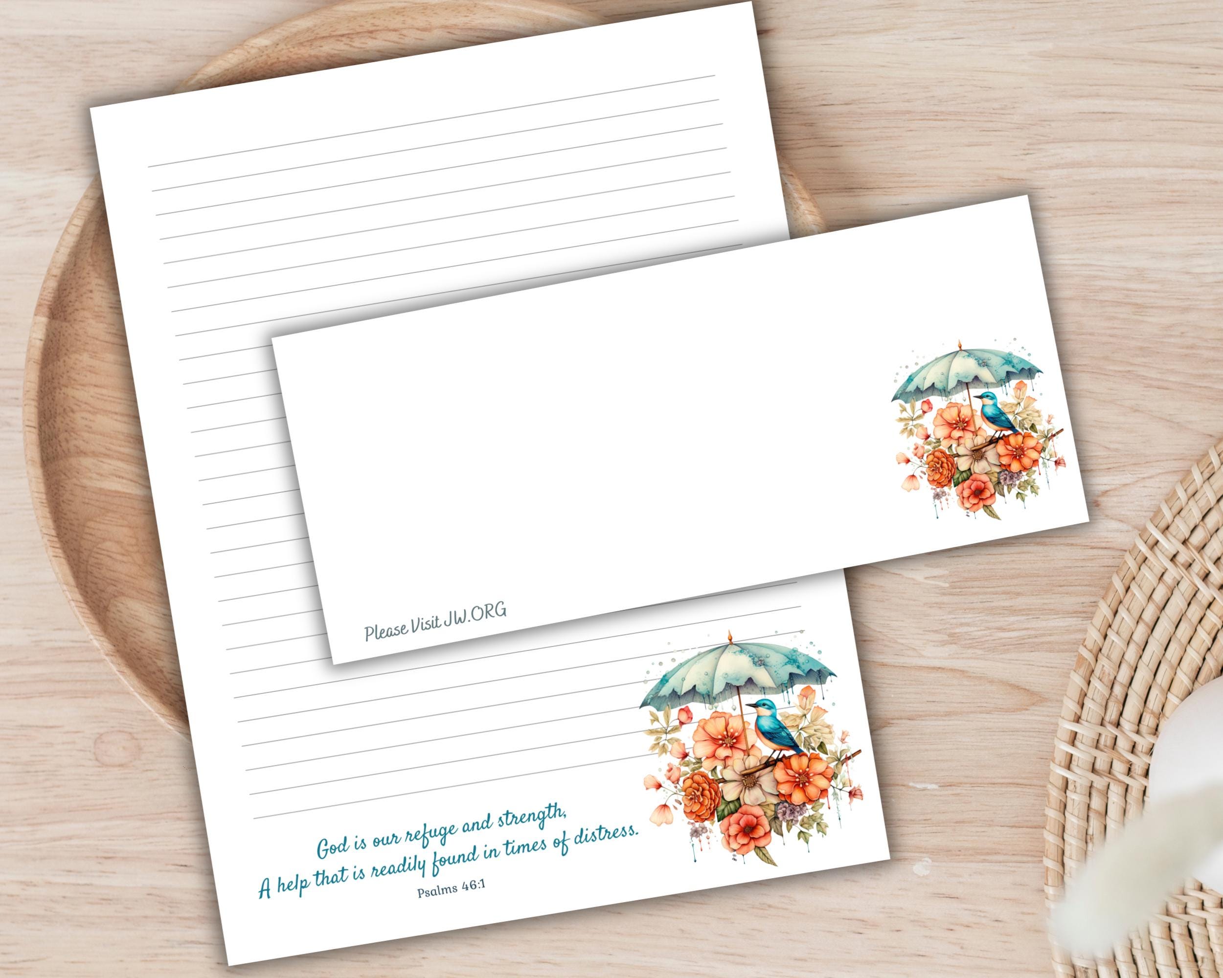 Scripure Paper Printable JW Scripture Letter Writing Paper With Envelope - Lined ...
