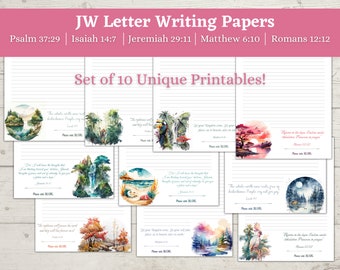 JW Letter Writing Paper – Watercolor Scripture, Printable Stationery (Digital Download)