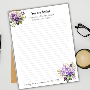 JW Memorial 2025, papel para escribir cartas en memoria de JW, invitación en memoria de JW, pioneros de JW, regalo de JW, descarga digital de JW